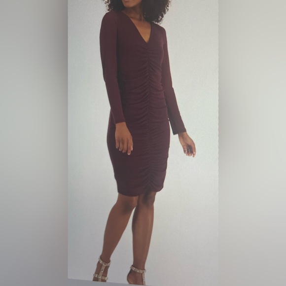 INC International Concepts - V-Neck Ruched Mesh Dress (NWT) - Picture 2 of 9